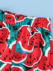 SHEIN Bộ thời trang bé gái Thắt nút Quần paper-bag Rau quả Boho - Nhiều màu - Xem 3