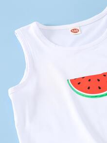 SHEIN Bộ thời trang bé gái Thắt nút Quần paper-bag Rau quả Boho - Nhiều màu - Xem 6