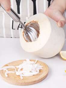 1pc Multifunction Stainless Steel Coconut Scraper, Silver Multifunction Melon Slicer For Kitchen