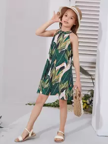 SHEIN Đầm Gái Dây kéo Nhiệt đới Boho - Nhiều màu - Xem 2