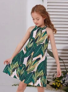 SHEIN Đầm Gái Dây kéo Nhiệt đới Boho - Nhiều màu - Xem 1