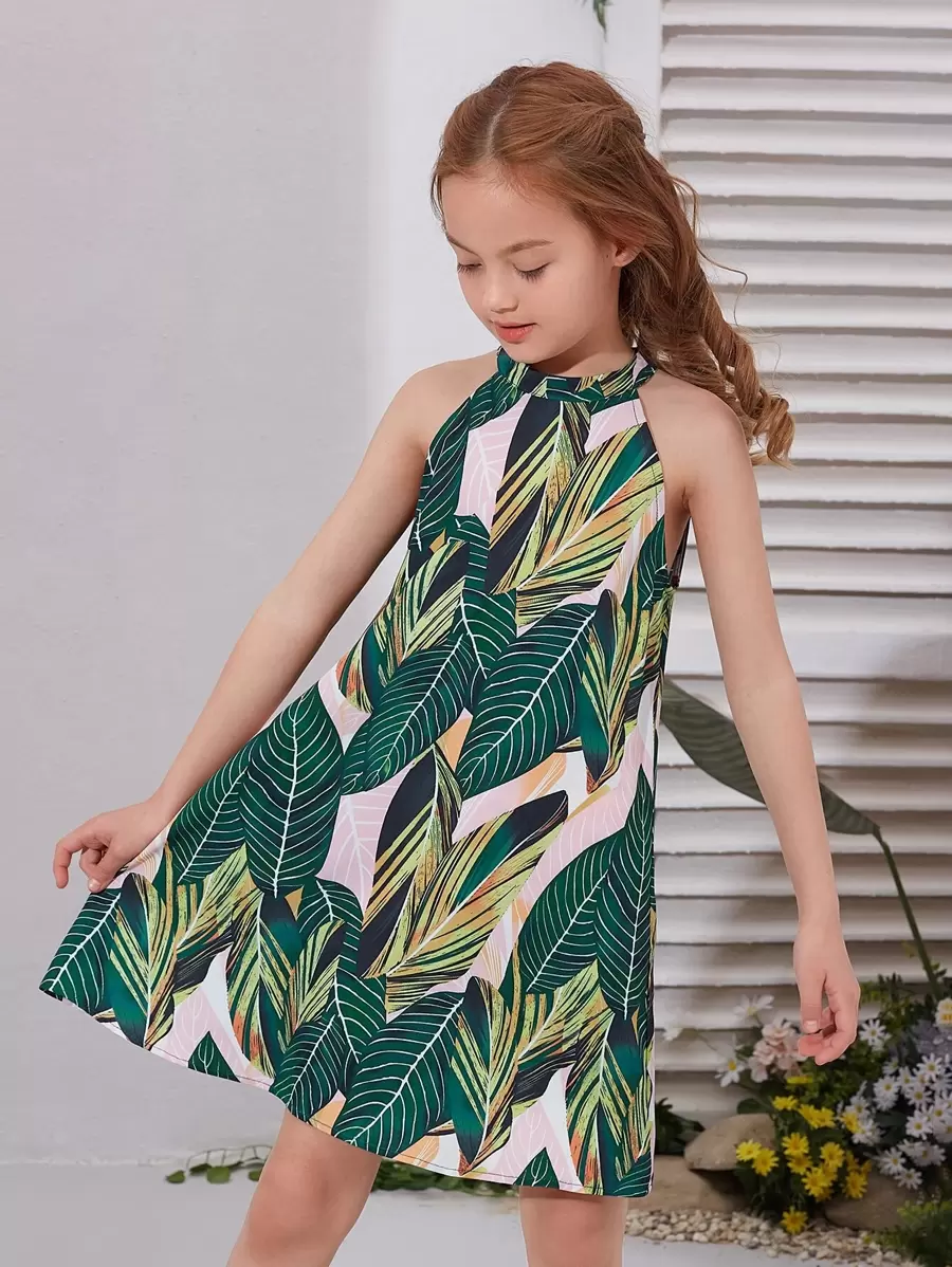 SHEIN Đầm Gái Dây kéo Nhiệt đới Boho - Nhiều màu - Xem 1