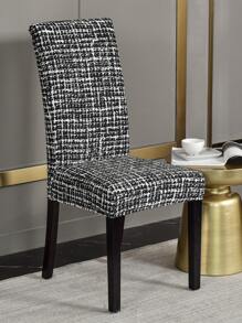 Graphic Print Stretchy Chair Slipcover - Black and White - View 1