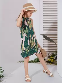 SHEIN Đầm Gái Dây kéo Nhiệt đới Boho - Nhiều màu - Xem 5