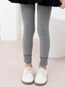 小女童幾何圖案緊身打底褲 - 灰色 - 查看 1