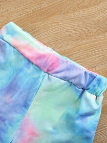 SHEIN Áo phông và quần đùi buộc dây cho bé gái mới biết đi - Nhiều màu - Xem 4