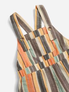 SHEIN 小男童條紋印花背帶連身褲 - 彩色 - 查看 4