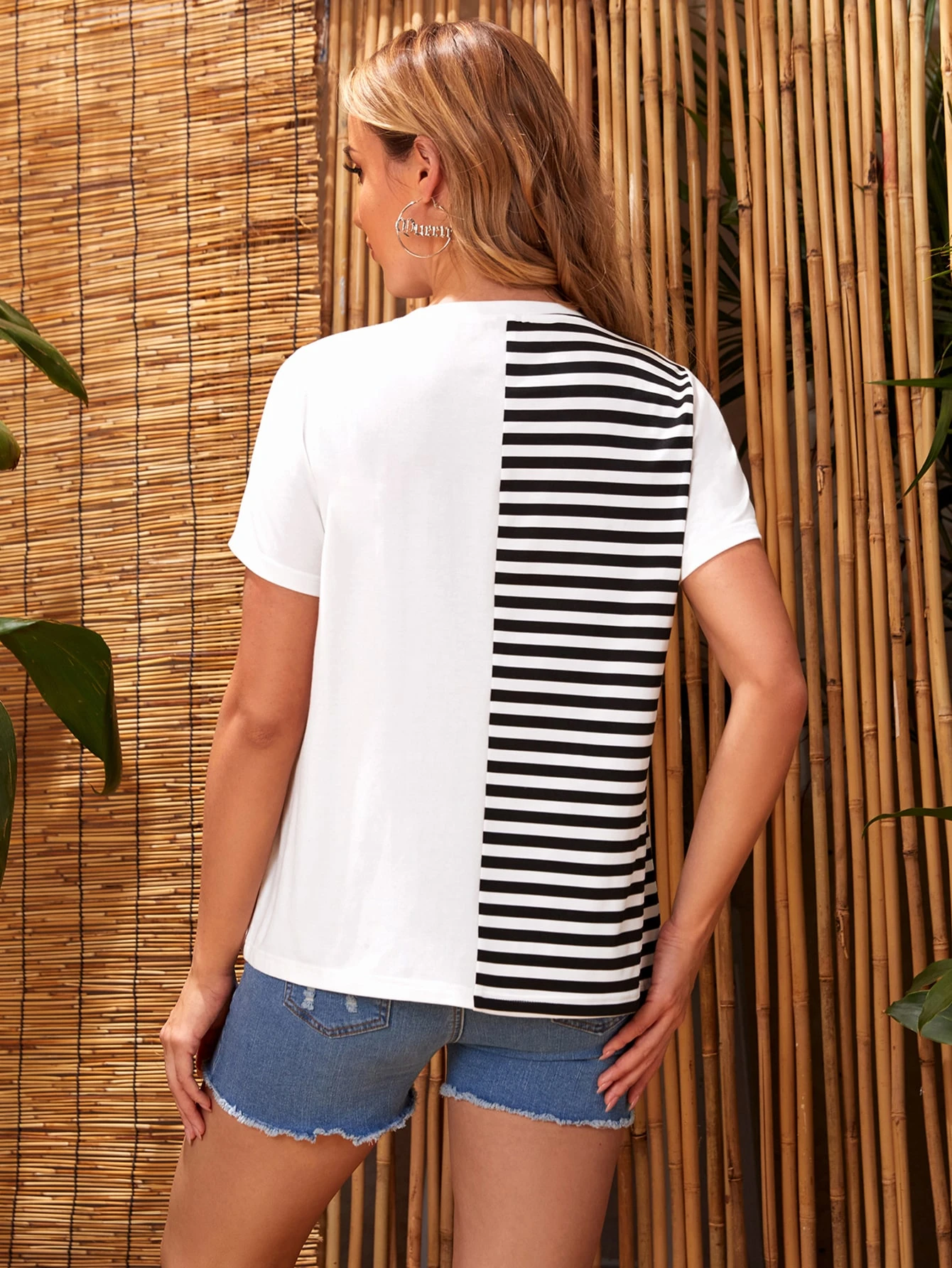 Miniatura 2 de Maternidad Camiseta con estampado de rayas &amp; labios con lentejuela en contraste Multicolor