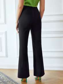 SHEIN Pantalones acampanados con encaje - Negro - Ver 2