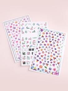 3sheets Floral Pattern Nail Art Sticker Nail Stickers DIY - Multicolor - View 7