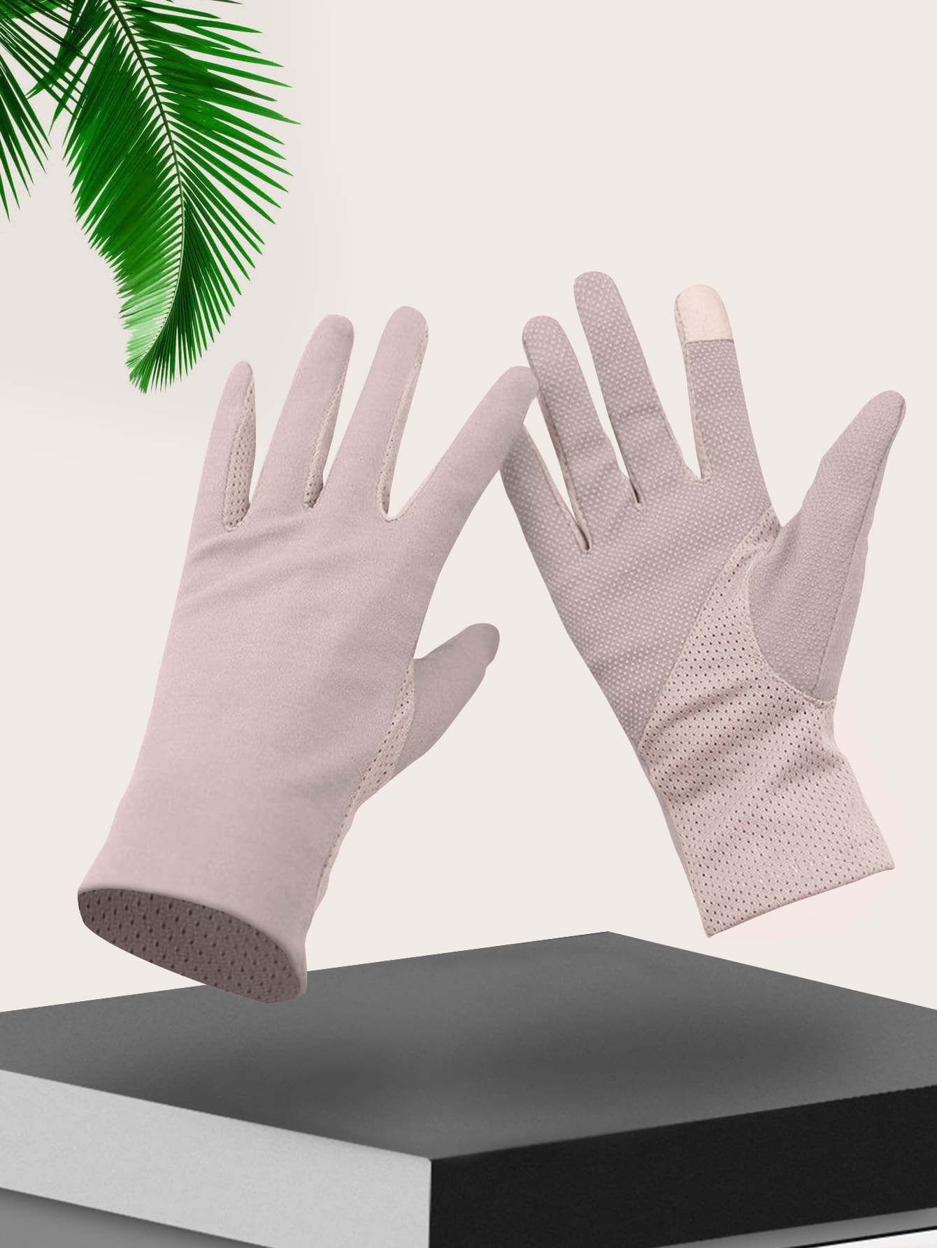 1pair Sports Breathable Cycling Gloves,Black Gloves - Dusty Pink - View 1