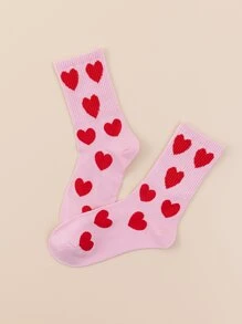 秋季心形印花中筒袜 - 彩色 - 查看 2