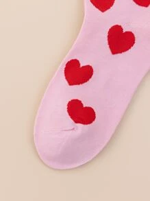 秋季心形印花中筒袜 - 彩色 - 查看 4