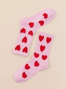 秋季心形印花中筒袜 - 彩色 - 查看 5