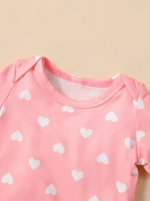 SHEIN Playful Pals 嬰兒女孩2入組心型印花連身衣 - 彩色 - 查看 4