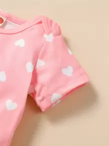 SHEIN Playful Pals 嬰兒女孩2入組心型印花連身衣 - 彩色 - 查看 3