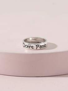 Letter Graphic Ring - Antique Silver - View 1