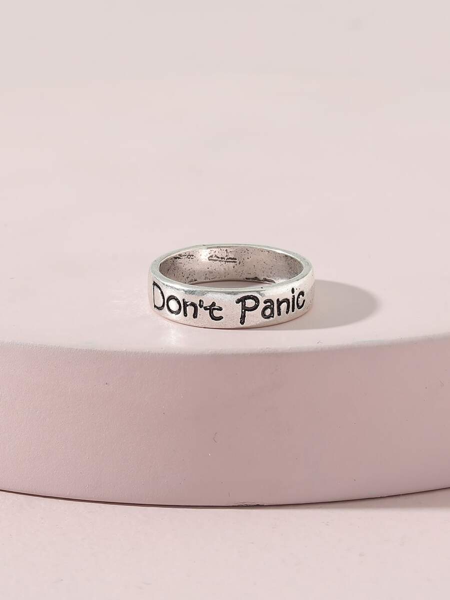 Letter Graphic Ring - Antique Silver - View 1