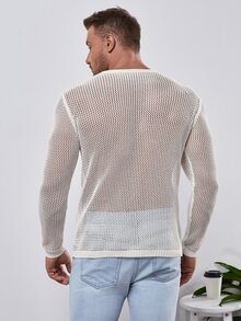 Manfinity Men Sheer Open Knit Top - White - View 2