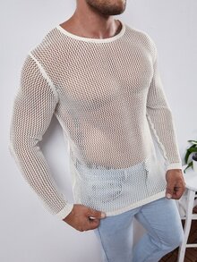 Manfinity Men Sheer Open Knit Top - White - View 4
