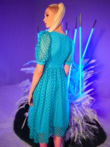 Đầm cắt màu trơn Hấp dẫn - Màu xanh bạc hà - Xem 3