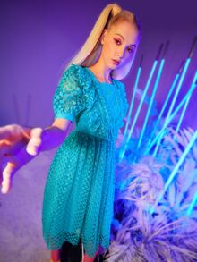 Đầm cắt màu trơn Hấp dẫn - Màu xanh bạc hà - Xem 4