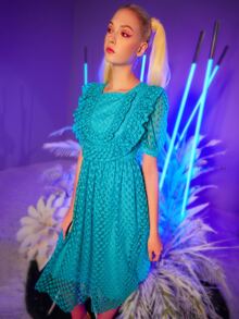 Đầm cắt màu trơn Hấp dẫn - Màu xanh bạc hà - Xem 6