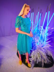 Đầm cắt màu trơn Hấp dẫn - Màu xanh bạc hà - Xem 8