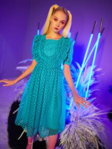 Đầm cắt màu trơn Hấp dẫn - Màu xanh bạc hà - Xem 9