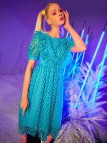 Đầm cắt màu trơn Hấp dẫn - Màu xanh bạc hà - Xem 10