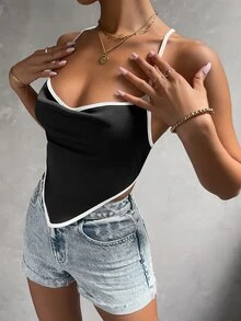 Top de tirantes de espalda abierta con cordón - Negro - Ver 5