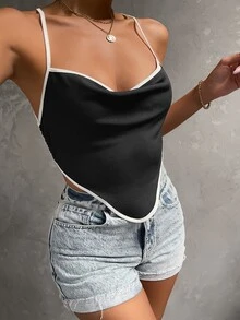 Top de tirantes de espalda abierta con cordón - Negro - Ver 6