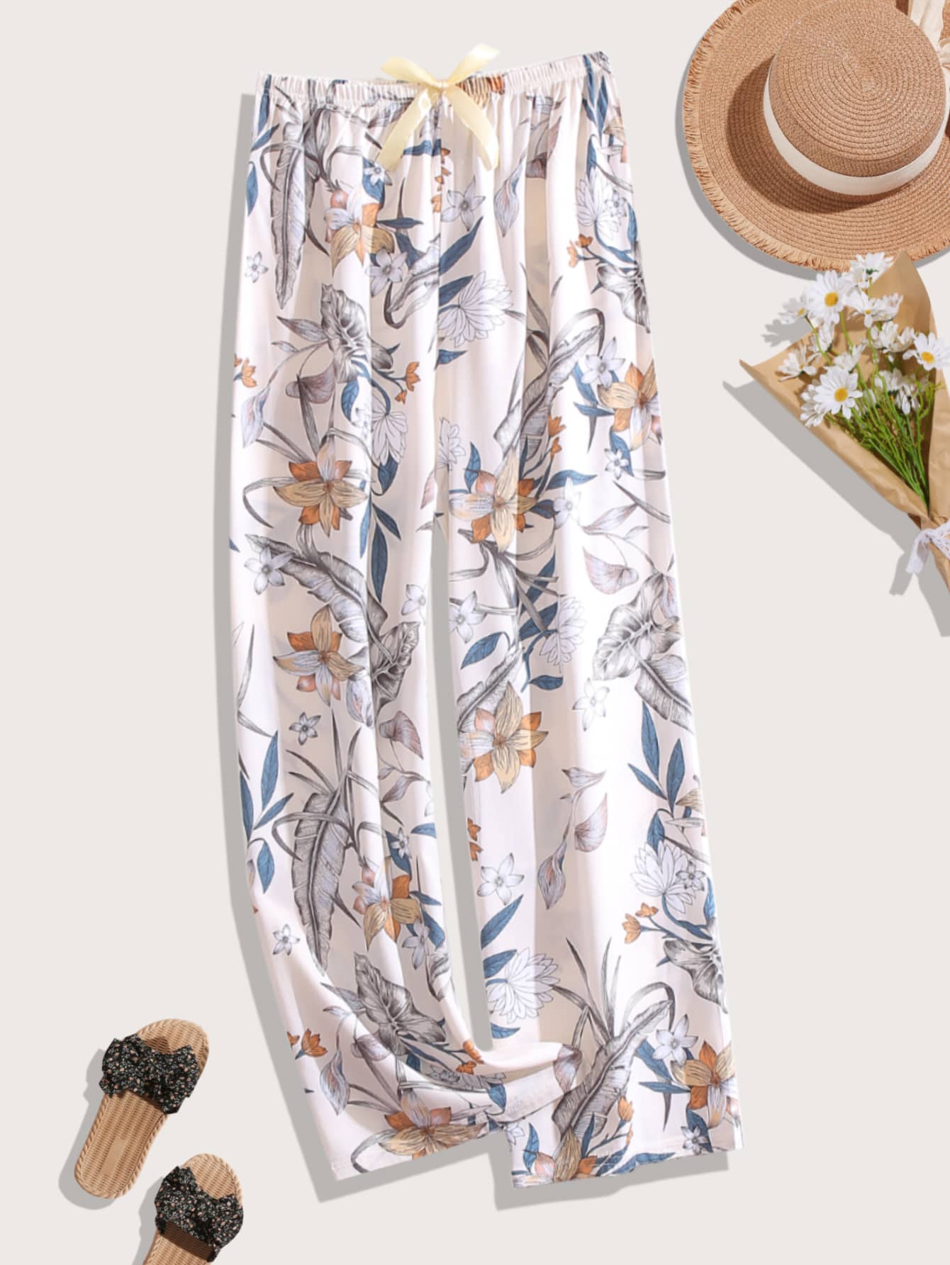 Quần nữ Nơ Bướm Hoa Boho - Màu be - Xem 1