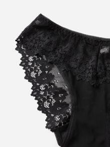 對比花邊底褲內衣 - 黑色 - 查看 3