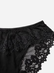 對比花邊底褲內衣 - 黑色 - 查看 4