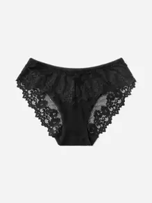 對比花邊底褲內衣 - 黑色 - 查看 5