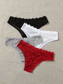 4入組花邊蕾絲底褲內衣 - 彩色 - 查看 2