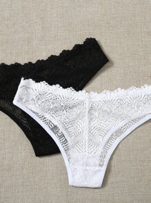 4入組花邊蕾絲底褲內衣 - 彩色 - 查看 3