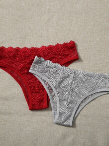 4入組花邊蕾絲底褲內衣 - 彩色 - 查看 5