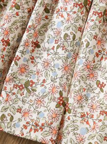 SHEIN 小女童小碎花腰帶半身裙