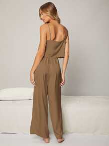 SHEIN WIDE LEG LOUNGE TROUSERS - Camel - View 2
