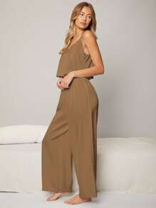 SHEIN WIDE LEG LOUNGE TROUSERS - Camel - View 4