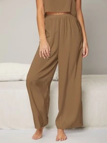 SHEIN WIDE LEG LOUNGE TROUSERS - Camel - View 5