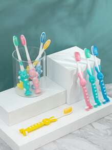8pcs Cartoon Graphic Toothbrush - Multicolor - View 1
