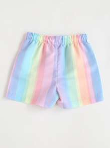 Young Boy Rainbow Stripe Beach Shorts - Multicolor - View 2