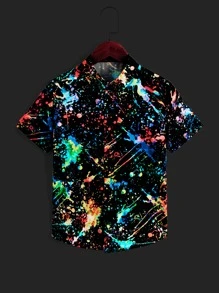 SHEIN Áo sơ mi Trai Nút phía trước Cà vạt nhuộm Giải trí - Nhiều màu - Xem 1