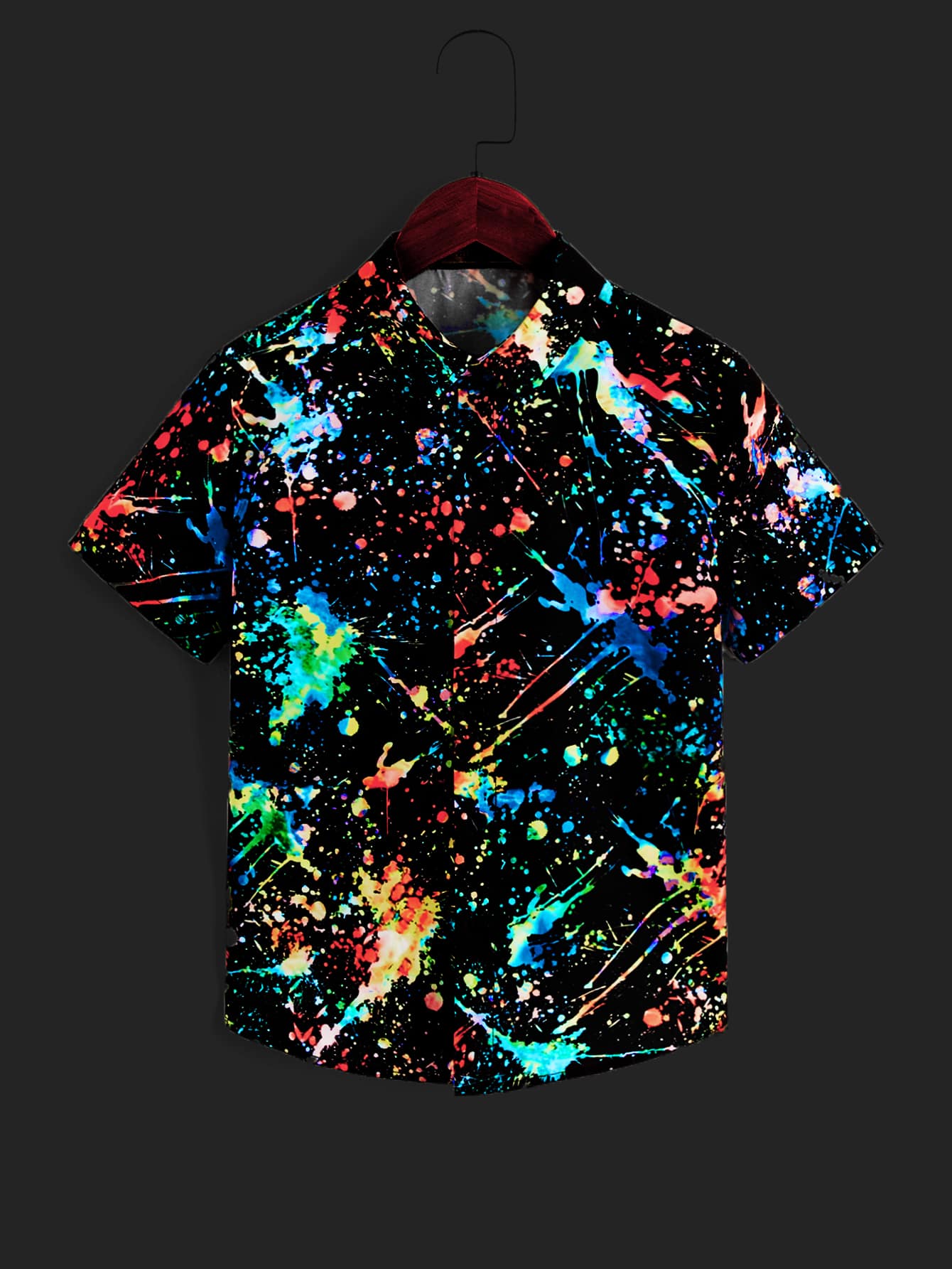 SHEIN Áo sơ mi Trai Nút phía trước Cà vạt nhuộm Giải trí - Nhiều màu - Xem 1