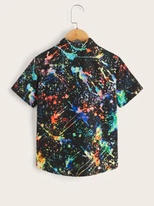 SHEIN Áo sơ mi Trai Nút phía trước Cà vạt nhuộm Giải trí - Nhiều màu - Xem 2