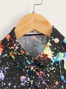 SHEIN Áo sơ mi Trai Nút phía trước Cà vạt nhuộm Giải trí - Nhiều màu - Xem 4
