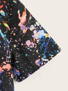 SHEIN Áo sơ mi Trai Nút phía trước Cà vạt nhuộm Giải trí - Nhiều màu - Xem 5